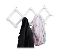 Set Extendable Wall-Mounted Coat Rack Hooks Pull-out Scarves Bag Hanging Wooden