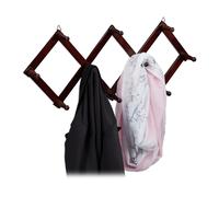 Set Extendable Wall-Mounted Coat Rack Hooks Pull-out Scarves Bag Hanging Wooden