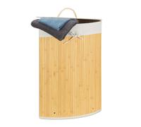 Set Folding Corner Hamper Laundry Basket Bin Clothes Container Bamboo Creme