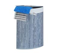 Set Folding Corner Hamper Laundry Basket Bin Clothes Container Bamboo Grey