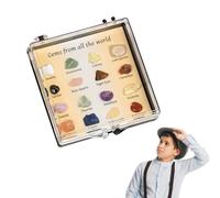 Set for - 3.15 Inch | Geology Educational Game-16/25 Polished Natural Stones with Labeling Science Learning Toy for 3 Years and