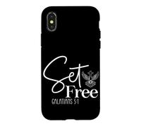 Set Free GALATIANS 5:1 Uplifting Spiritual Bible Quote Case for iPhone X/XS