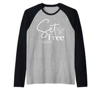 Set Free GALATIANS 5:1 Uplifting Spiritual Bible Quote Raglan Baseball Tee