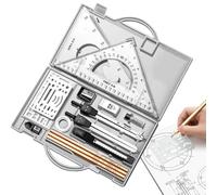 Set, Geometry Set, 16 x Math Tool Kit - Drawing Tools with Memory Box, Graphic Drawing Supplies for Architect Engineers