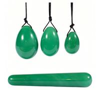 Set Green Jade Eggs Balls Stone Multiple Colors and Styles Natural Green Stones Jade Egg Massage Stone for Women Pelvic Strength Body Train Crystal Balls (Four-Piece Set,4pcs-9)