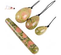 Set Green Jade Eggs Balls Stone Multiple Colors and Styles Natural Green Stones Jade Egg Massage Stone for Women Pelvic Strength Body Train Crystal Balls (Four-Piece Set,4pcs-2)