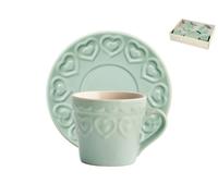 Set H&H New 4 Coffee Cups Fairylove Aqua Marina With Saucer Cc