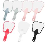 Set Handheld Makeup Mirror 7 Pcs, Design Tooth-Shaped 6.3 In/16 Cm, Rose, White, Black, Light Blue, And Light Green, Cute Portable Mirror, Hanging Hole