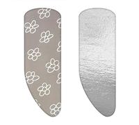 Set | Ironing Board Cover Asymmetrical with Underlay (Colour: Flowers Grey) (A-XXL, Steam Molton)
