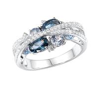 Set Jewelry Sparkling Ring Spinel For Women Blue Set Jewelry Delicate Rings Star in The Universe Ring (Silver, 06)