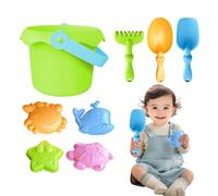Set Kit: Bright Beach 8 Pieces, Building Tools, Bucket Shovels with Sturdy Shapes, Modern Design | Educational Package Activity Ori