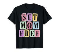 Set MOM Free Funny Mom Pastel Letters Ransom Note Collage T-Shirt