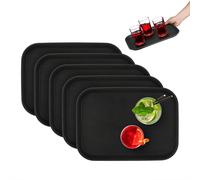 Set Non-Slip Serving Tray Square 35x25cm Kitchen Restaurants Cafés Plastic Black