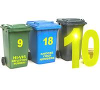 Set of 1/2/3/4 Hi Vis Bin Numbers for Wheelie Bins - 17cm Reflective Dustbin Stickers, Yellow Stick On Number Stickers, Weatherproof Self Adhesive, Microprismatic Diamond Cell Structure Technology