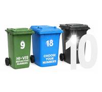 Set of 1/2/3/4 Silver Hi Vis Bin Numbers for Wheelie Bins - 17cm Reflective Dustbin Stickers, Stick On Number Stickers, Weatherproof Self Adhesive, Microprismatic Diamond Cell Structure Technology