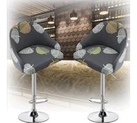 Set of 1/2/4 Elastic Short Back Chair Covers - Stretchable Barstool Slipcovers with Curved Arms & Round Back Design, Non-Slip Fit for Swivel Counter Stools, Kitchen Island, Dining Chairs(10,2pcs)