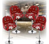 Set of 1/2/4 Elastic Short Back Chair Covers - Stretchable Barstool Slipcovers with Curved Arms & Round Back Design, Non-Slip Fit for Swivel Counter Stools, Kitchen Island, Dining Chairs(3,4pcs)