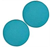 (Set Of 1/2/4) Round Cotton Linen Chair Cushion, Non-slip Seat Pad With Elastic Ties Hooks, Restaurant Kitchen Office High Density Foam Seat Cushion ( Color : Teal Blue , Size : 40*40cm(2 Packs) )