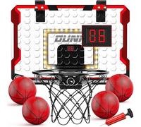 Set of 1 Childrens Basketball Hoop with LED Scoreboard Features 4 Basketballs Safe ABS Materials Easy to Assemble Not Tools Required Mountable for Home Use Fun Game Outdoor Basketball