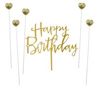 Set of 1 Gold Acrylic Happy birthday Cake Topper, Gold love Birthday Cake Decoration Birthday Party Decoration Ideas for Children or Adults Various Cake Topper Supplies