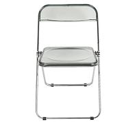 Set of 1 Modern Stackable Folding Chair, Acrylic Seat with Metal Frame, Comfortable Dining Chair for Dining Room, Light Gray Color, Space-Saving Design
