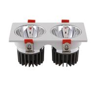 Set of 1,Recessed Led Can Lights 15° Adjustable Angle Led Downlight Double Head Spotlight 20W Retrofit Wafer Light Rectangle Trim Simple Retrofit Installation - No Flicker/D (Sier)