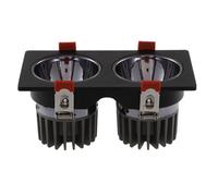 Set of 1,Recessed Led Can Lights 15° Adjustable Angle Led Downlight Double Head Spotlight 20W Retrofit Wafer Light Rectangle Trim Simple Retrofit Installation - No Flicker/D (Black)