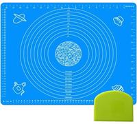 Set of 1 x Blue Baking Pastry Mat + 1 x Dough Scraper Fondant Mat 19.7''x15.8'' Dough Rolling Mat with Measurement Cookies Cake Bread Making