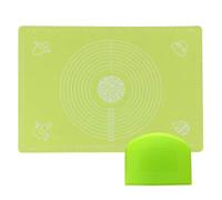 Set of 1 x Green Baking Pastry Mat + 1 x Dough Scraper Fondant Mat 19.7''x15.8'' Dough Rolling Mat with Measurement Cookies Cake Bread Making