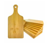 (Set of 10) 11X5.1 Inch Bulk Plain Bamboo Mini Cheese Serving Tray with Handle, Small Wood Charcuterie Platter, Chopping Cutting Boards for Personalized Engraving Gift, Home Event Deco, Wall Art