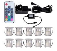 Set of 10 - 30mm Stainless Steel IP67 Colour Changing LED Decking Kit