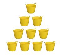Set of 10-42L Litre Large Flexi Tub Garden Home Flexible Colour Storage Container Bucket Polyethylene Flexi Tub- MADE IN U.K (Yellow)