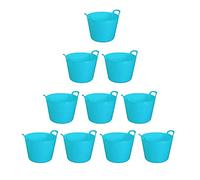 Set of 10-42L Litre Large Flexi Tub Garden Home Flexible Colour Storage Container Bucket Polyethylene Flexi Tub- MADE IN U.K (Light Blue)