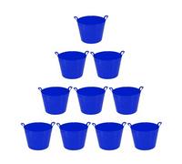 Set of 10-42L Litre Large Flexi Tub Garden Home Flexible Colour Storage Container Bucket Polyethylene Flexi Tub- MADE IN U.K (Blue)