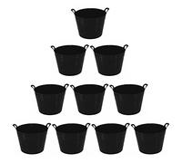 Set of 10-42L Litre Large Flexi Tub Garden Home Flexible Colour Storage Container Bucket Polyethylene Flexi Tub- MADE IN U.K (Black)
