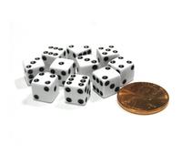 Set of 10 8mm Six Sided D6 Small Square Dice White with Black Pips by Koplow Games