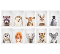 Set of 10 A3 Decorative Wall Sheets for Pictures Living Room Decoration Modern, Bedrooms, Rooms, Without Frame, Children, Drawings, Animals, Plush (41 x 29.7 cm)