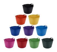 Set of 10 Assorted Colour 75L Plastic Storage Tubs - Flexible, Reusable Containers with Sturdy Side Handles - Ideal for Home Organisation, Gardening, Camping, Classrooms, and DIY Tasks