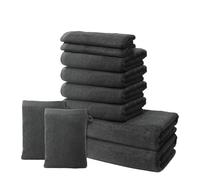 Set of 10 Bath Towels - 2 Bath Towels 70x140cm + 4 Hand Towels 50x100cm + 2 Guest Towels 30x50cm + 2 Wash Mitts 15x20cm - Premium 100% Turkish Cotton Towel - 500 GSM - Ôhm - Anthracite Grey