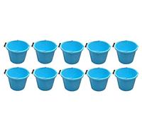 Set of 10 - Blue Plastic Builders Bucket 3 Gallon 14 Litre Water Mixing Storage Strong with Handle and Spout Contractors Bucket Ideal for Construction Trade DIY Animal Feed Made in U.K.