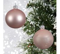 Set Of 10 Blush Pink Baubles Christmas Tree Decorations Real Glass Rose Bauble 6cm 60mm