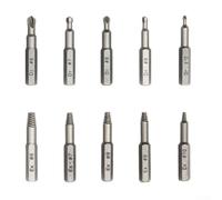 Set of 10 Broken Screw Extractors for Efficient Removal of Stripped Rusty Fasteners from Wood Metal and Plastic Surfaces (6.35mm)