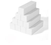 Set of 10 Buffer Files for Nails, Buffer for Nail Art Tips, Professional Nail Buffer for Sanding Acrylic or Natural Gel Nails, 4 Washable Sides for Manicure - White