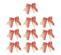 Set of 10 Christmas bow ribbons for decorating trees, shops, and holiday celebrations, made from cloth fabric for seasonal embellishments (B)