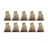 Set of 10 Christmas Fabric Bags Featuring Shiny Stars, Great for Storing Treats (beige)