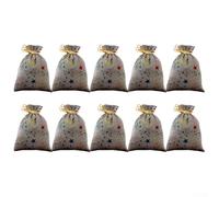 Set of 10 Christmas Fabric Bags Featuring Shiny Stars, Great for Storing Treats (grey)