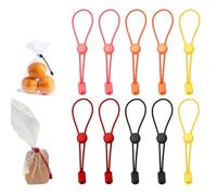 Set of 10 Clips for Sealing Food Bags, Elastic and Adjustable Clips in Rubber and Plastic, Reusable Closure for Bread, Pasta and Frozen Bags, 5 Assorted Colours (13 cm)