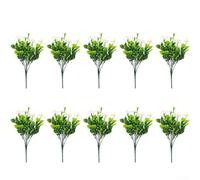 Set of 10 Colorful Artificial Plants Designed to Enhance Your Outdoor Areas with Minimal Upkeep Required (white)