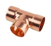 Set of 10 copper equal tee fusion pressure fittings for three way copper pipe suitable for M L K type copper tubing applications (5)