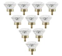 Set of 10, Crystal Glass Door Knob Cabinet Knobs Handles for Home Closet Drawer Crystal Knobs for Dresser Furniture Knobs and Pulls Drawer Door Pull, Single Hole Knobs for Bedroom Bathroom